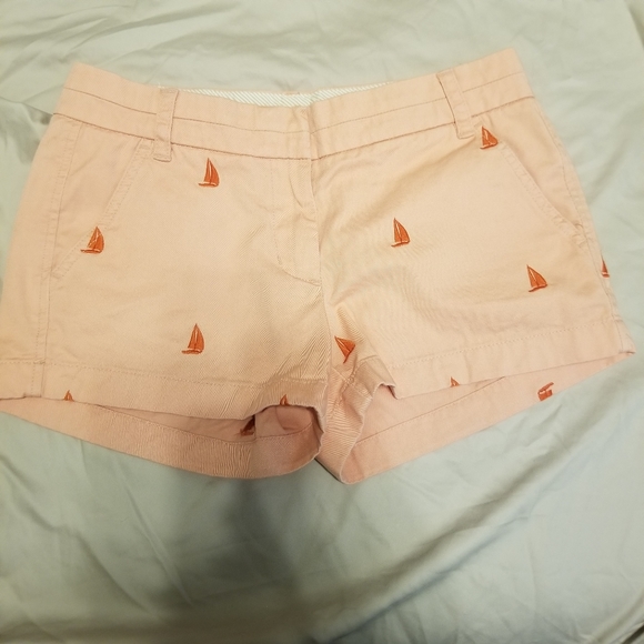 J. Crew Chino Broken-In Embroidered Sailboats Cotton Short Shorts - Picture 3 of 7